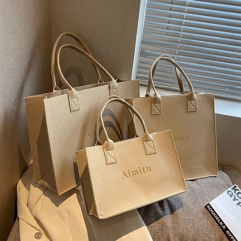 Large Capacity Felt Tote Bag for Shopping and Apparel