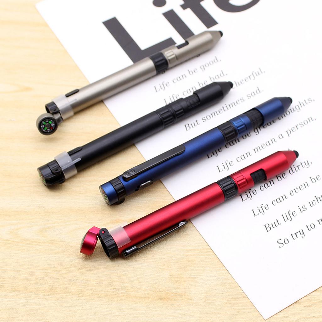 1 Ballpoint In Multifunctional 5 Pen Multitool Pen With Compasses Led Light Touchscreen Pen Screwdriver And Phone Holder