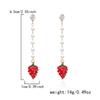 Fashion Sweet Red Strawberry Drop Earrings For Women Lovely Green Leaves Flower Resin Strawberry Fruit Earrings Party Jewelry