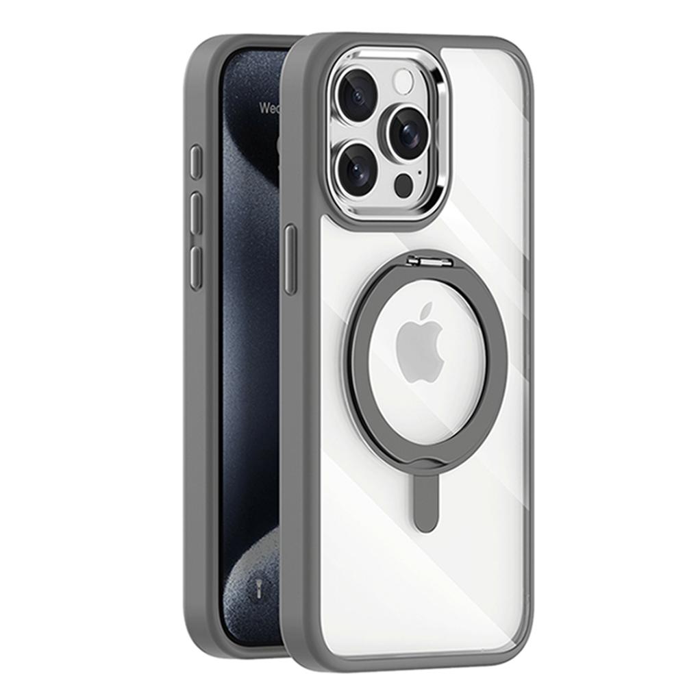 

Прозрачный чехол-держатель для беспроводной зарядки Magsafe для iPhone 15 14 Plus 13 12 Pro Max с металлической подставкой For iPhone 13 ProMax&Case & Holder серый