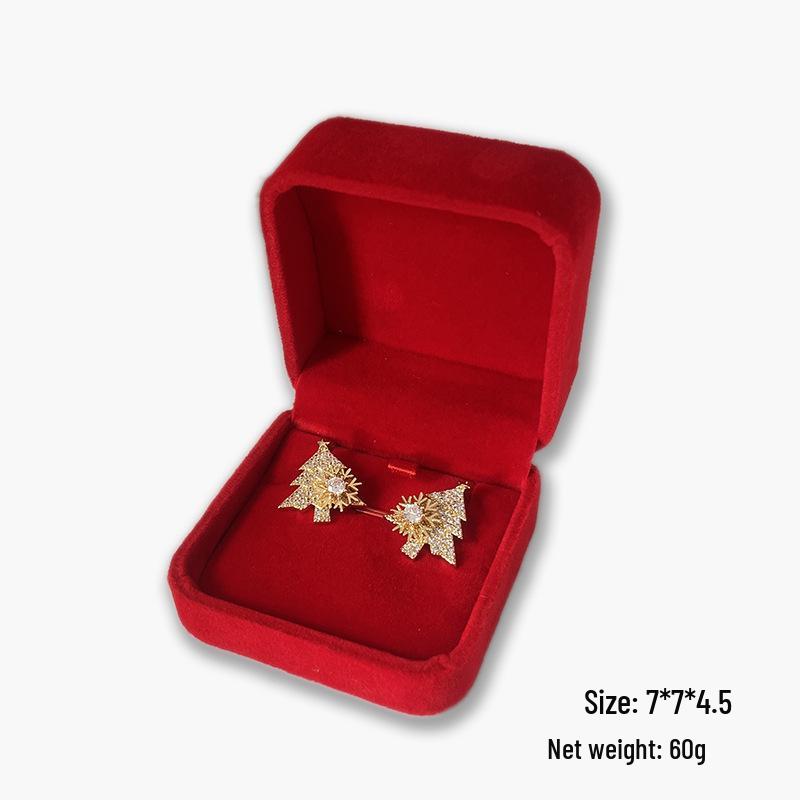 Rotatable Christmas Tree Zircon Stud Earrings, Sterling Silver, Light Luxury Design for Women