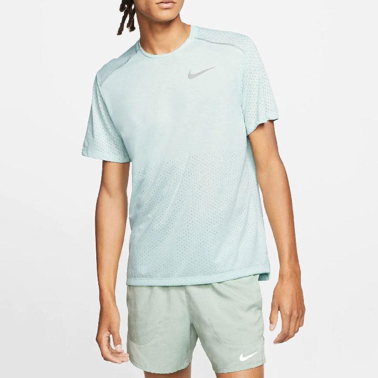 Nike Solid Color Casual Sports Crew Neck Short Sleeve T-Shirt Men Tops Light-Blue CT7750-457