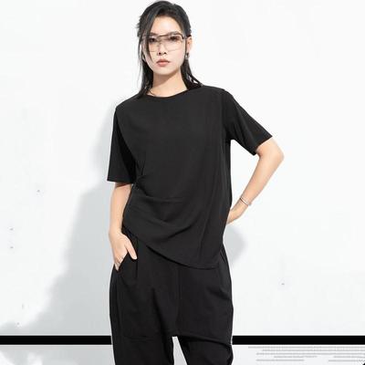 Short Sleeve Oversized Black Cotton Casual Loose Summer T Shirt Tops Women T-shirt
