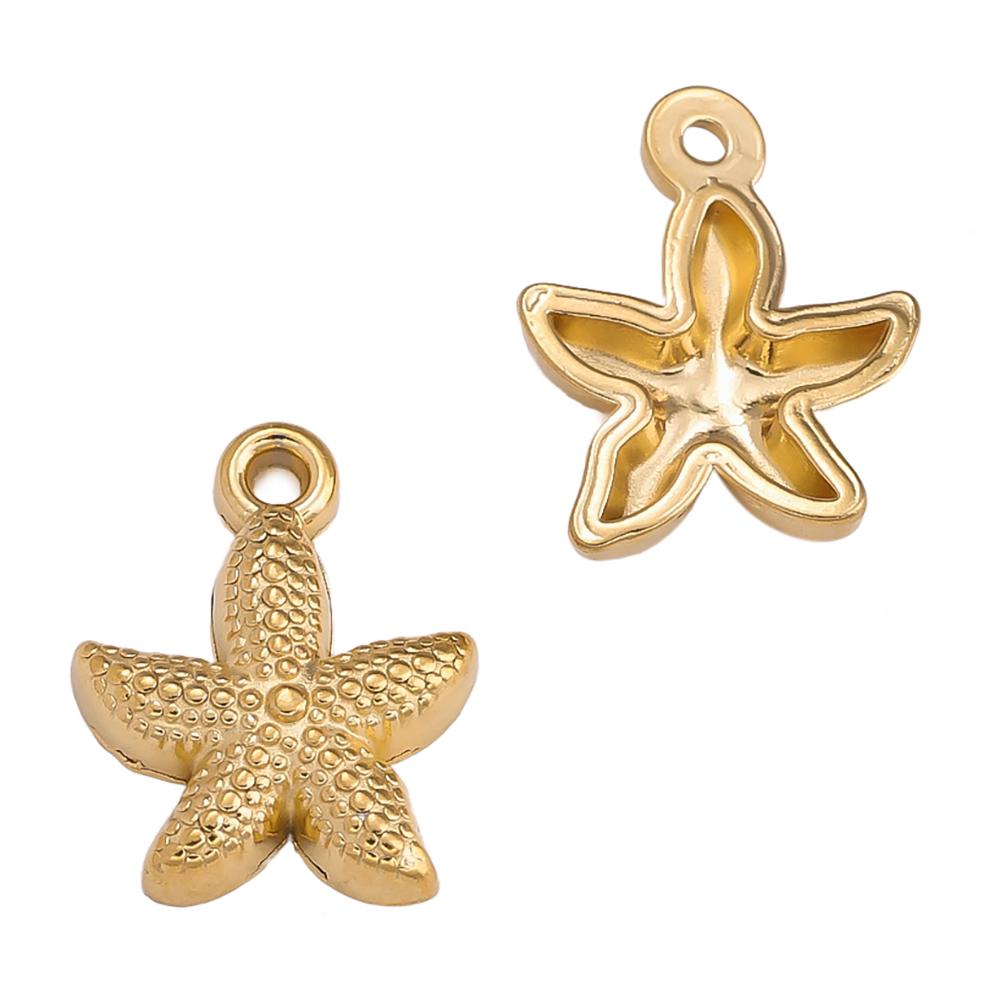 2Pcs Stainless Steel Ocean Theme Shell Starfish Turtle Conch Charms for DIY Handmade Earring Necklace Bracelet Jewelry Making