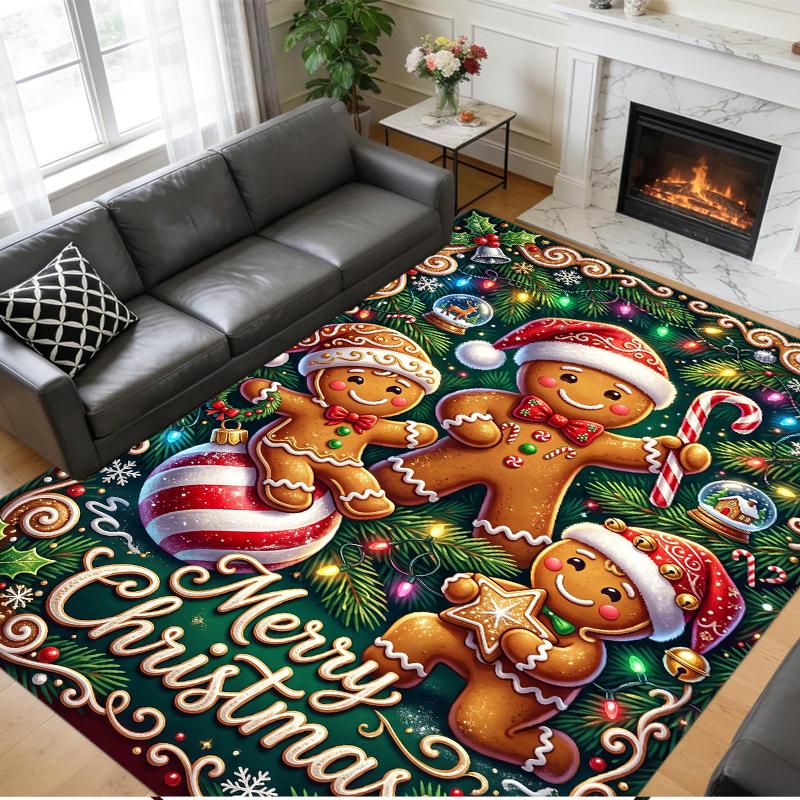 Weihnachtlich bedruckter quadratischer Teppich, weich, rutschfest, für Schlafzimmer, Weihnachtsgeschenk