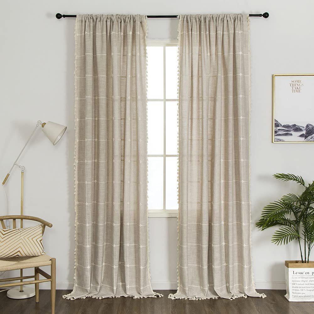 Cotton And Linen Bohemian Curtains Fringed Bedroom Living Room Half Blackout Farmhouse Short Curtains Half Curtains