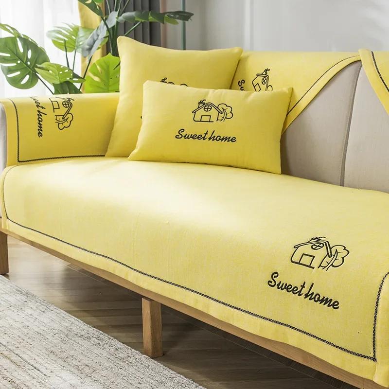 Baumwolle Leinen Sofa Matte Feder Anti-Rutsch Staubdicht Bequemes Sitzkissen Einfache Heim Wohnzimmer Dekoration Rückenlehnenbezug