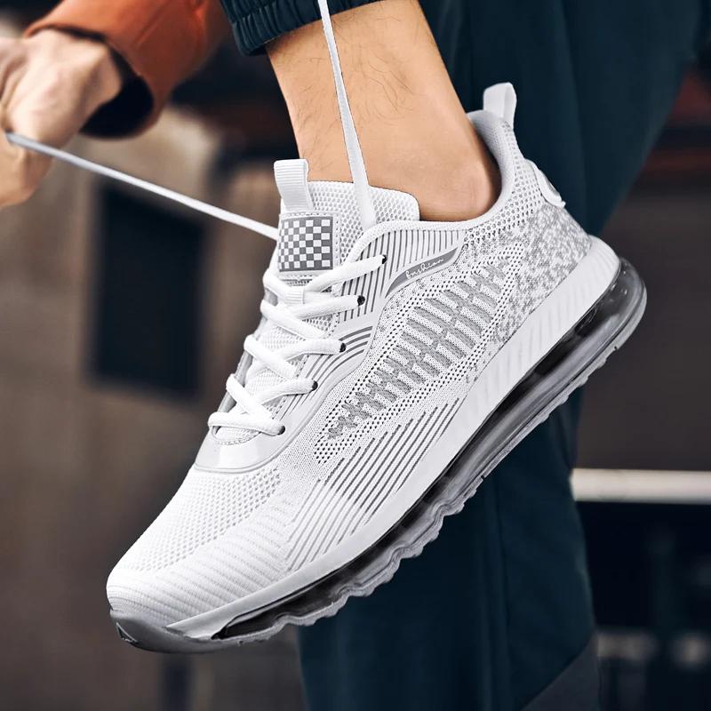 Mens Sneakers Top Quality Outdoor Running Shoes Men Air Cushion Breathable Comfortable Sports Non-slip Training Fitness Size 48