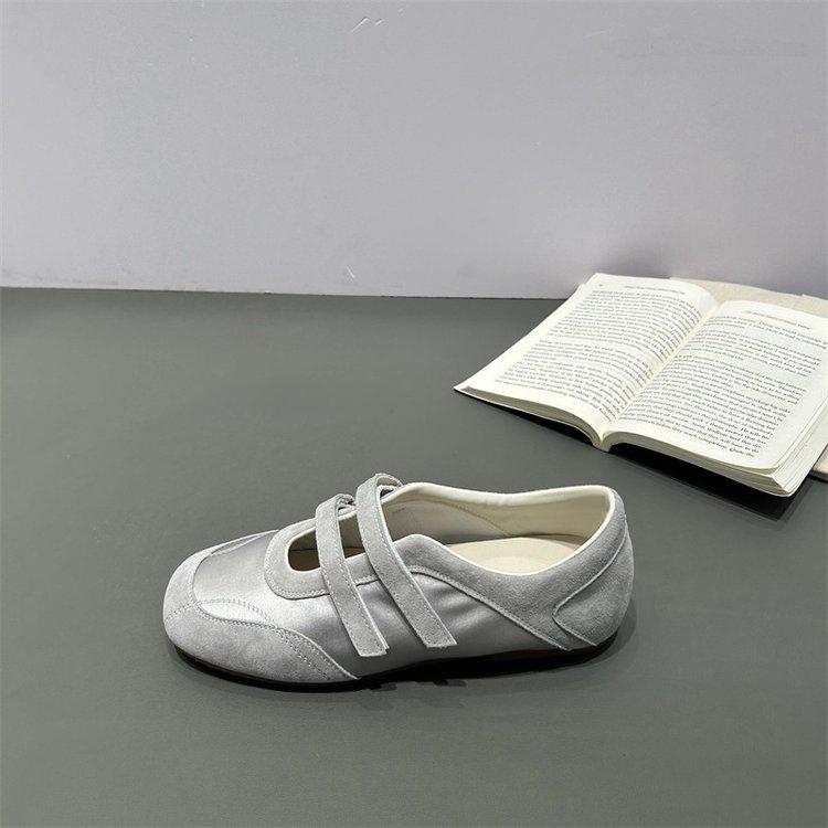 Spring Autumn Women s Mary Janes | French Style Canvas Slip-on Flats | Wide Toe Box Velcro Soft Sole Casual Shoes 36