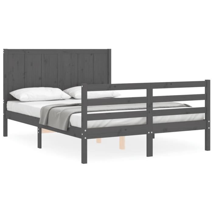 VidaXL Bed Frame with Headboard 120x200 Cm Solid Wood 3194501