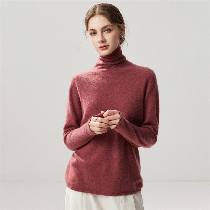 Lekasha Women's Cashmere High-Neck Twelve-Needle Knit Sweater