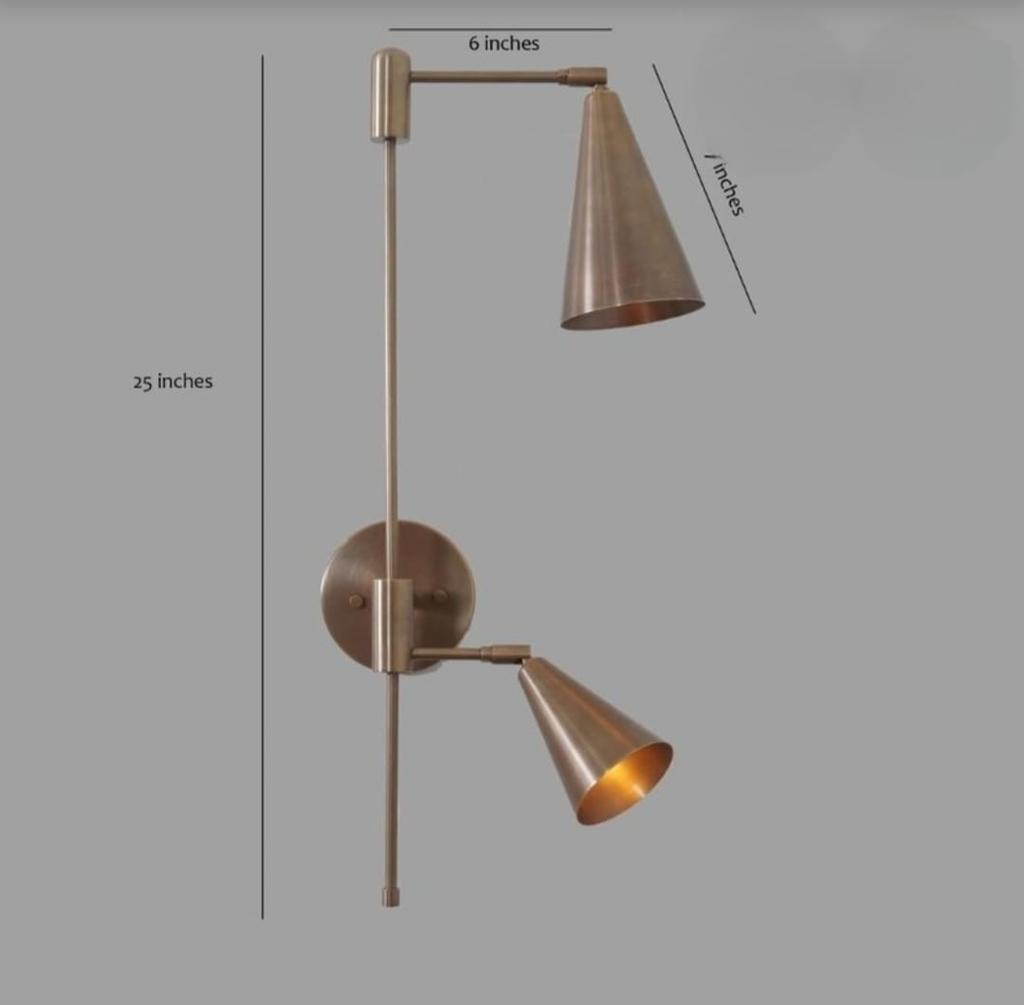 Wall Sconce Double Cone Stilnovo Style Brass Wall Lamp Mid Century Modern Bedside Light Wall Mount Sconce Home Decor Lighting New Home Gift