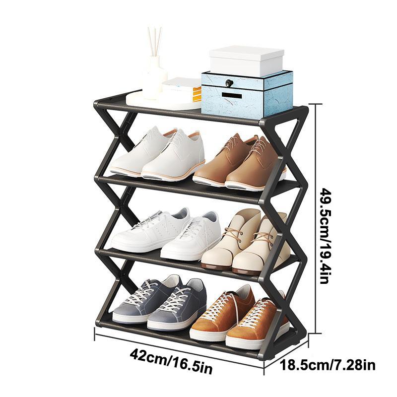 Creative Simple Assembly Shoe Rack Steel Tube 4-Layer Solid Color Assembly Home Shoe Rack For Porch Living Room Storage Rack