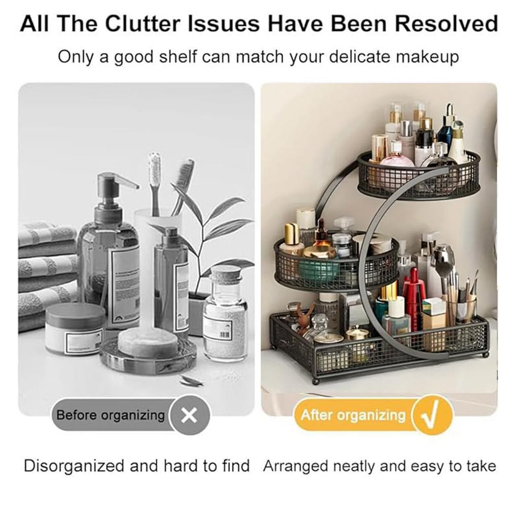 Dresser Shelf Organizer, Instant Makeup Storage For Vanity, Bathroom, Multi-Tier Cosmetic Holder With No Assembly Needed