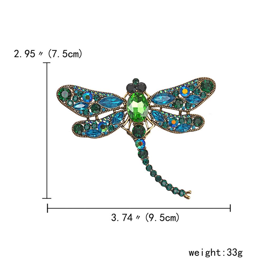 Vintage Full Rhinestone Big Dragonfly Brooch For Women Men Exquisite Colorful Crystal Insect Dragonfly Animal Pins Party Jewelry