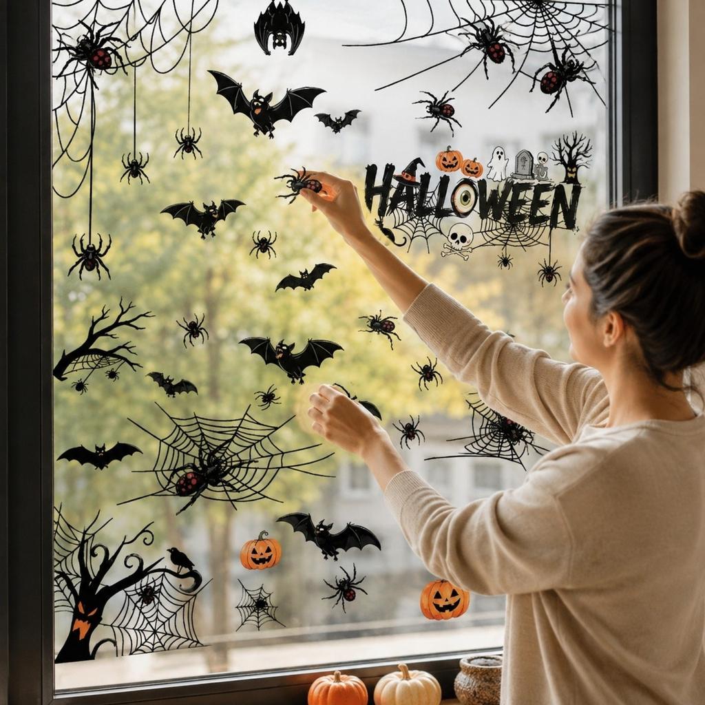 Halloween Static Cling Window Stickers Retro Decorations for Glass