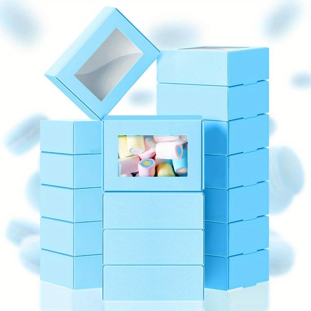 25 Stück Blaue Geschenkboxen mit Klarsichtfenster Kraftpapier Mini-Geschenkbox Rechteckige Seifenboxen für Selbstgemachte Geschenkverpackung Box für Neujahr Ramadan Hochzeit