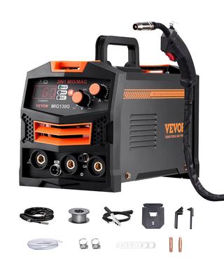 Soudeuse MIG, Machine à souder MIG synergique 130A, Soudeuse Multi-Processus 2-en-1 MIG à gaz / MIG à fil fourré sans gaz