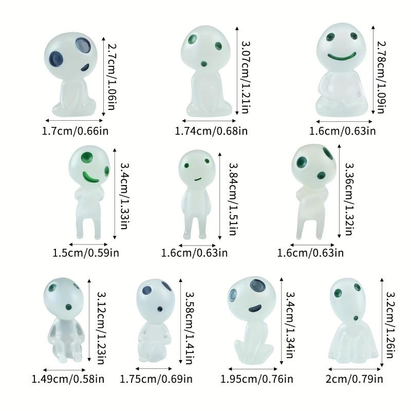 10pcs Luminous Resin Ghost Figures, Miniature Alien Decor for Aquarium, DIY Terrarium Crafts, Halloween Outdoor Decorations
