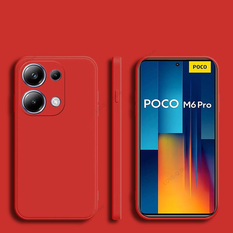 

Для Poco M6 M6Pro PocoM6 Pro Чехол Роскошный жидкий силиконовый чехол для Xiaomi Poco M6 M 6 M6Pro PocoM6 Pro 4G Мягкие чехлы для телефонов Poco M6 Pro 4G красный