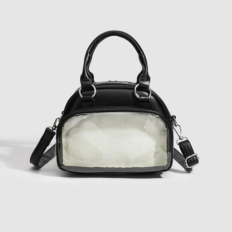 

Y2k Japanese Harajuku Shoulder Bag Womens Transparent Ita Bag Girls School Crossbody Bags for Female Design Handbag DIY Pain Bag 21x14x16cm чёрный
