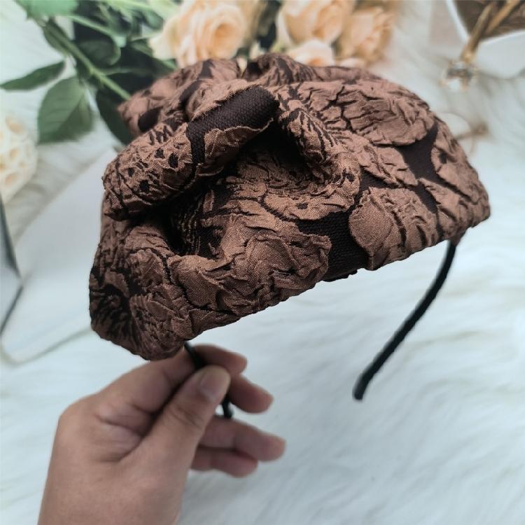 Textured Bowknot Fascinator Dark Hairpiece for Costume Parties Studded with Bowknot Headband for Wedding