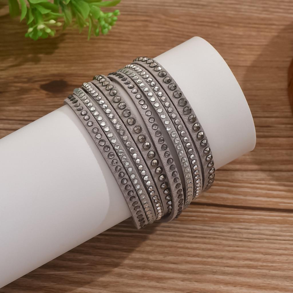 Trendy Colorful Leather Bracelet for Women Men Boho Metal Tube Multilayer Wrap Wide Charm Bracelets Creative Party Jewelry