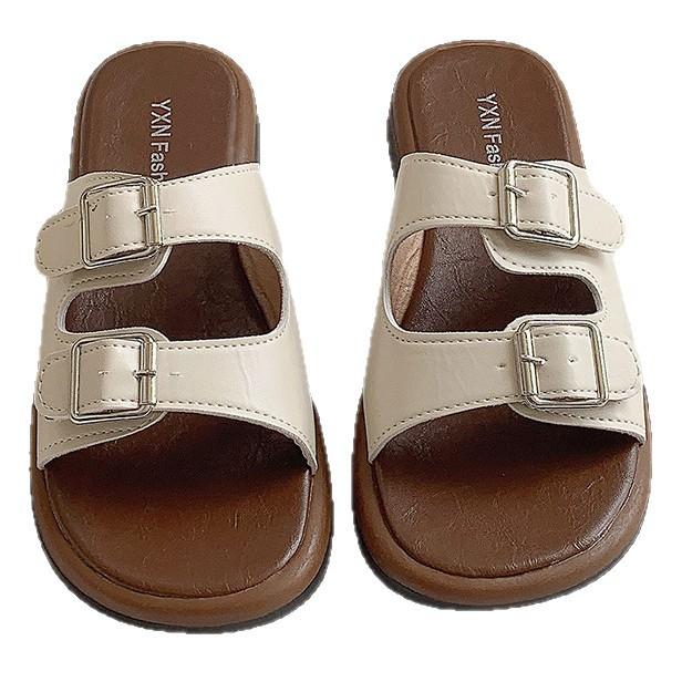 Slippers women's summer outer wear 2025 new super fire soft bottom seaside beach one-word drag Boken beautiful cool slippers