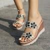 Round Toe Wedges Casual Open Toe Comfort Spring/Summer Rhinestone Embellish Slipper Party Plus Size 35-43 for Everyday Wear