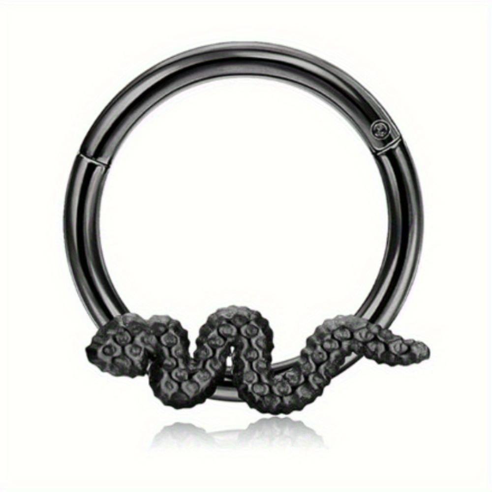 Bobisty 1Pc Stainless Steel Septum Ring Septum Jewelry Daith Piercing Jewelry Daith Earrings for Girls Septum Clicker Black