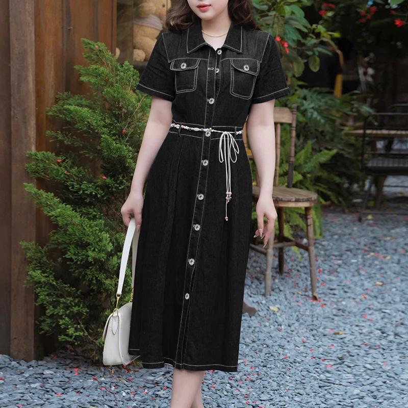 

ZANZEA Женское повседневное платье-рубашка с отложным воротником и коротким рукавом 5XL