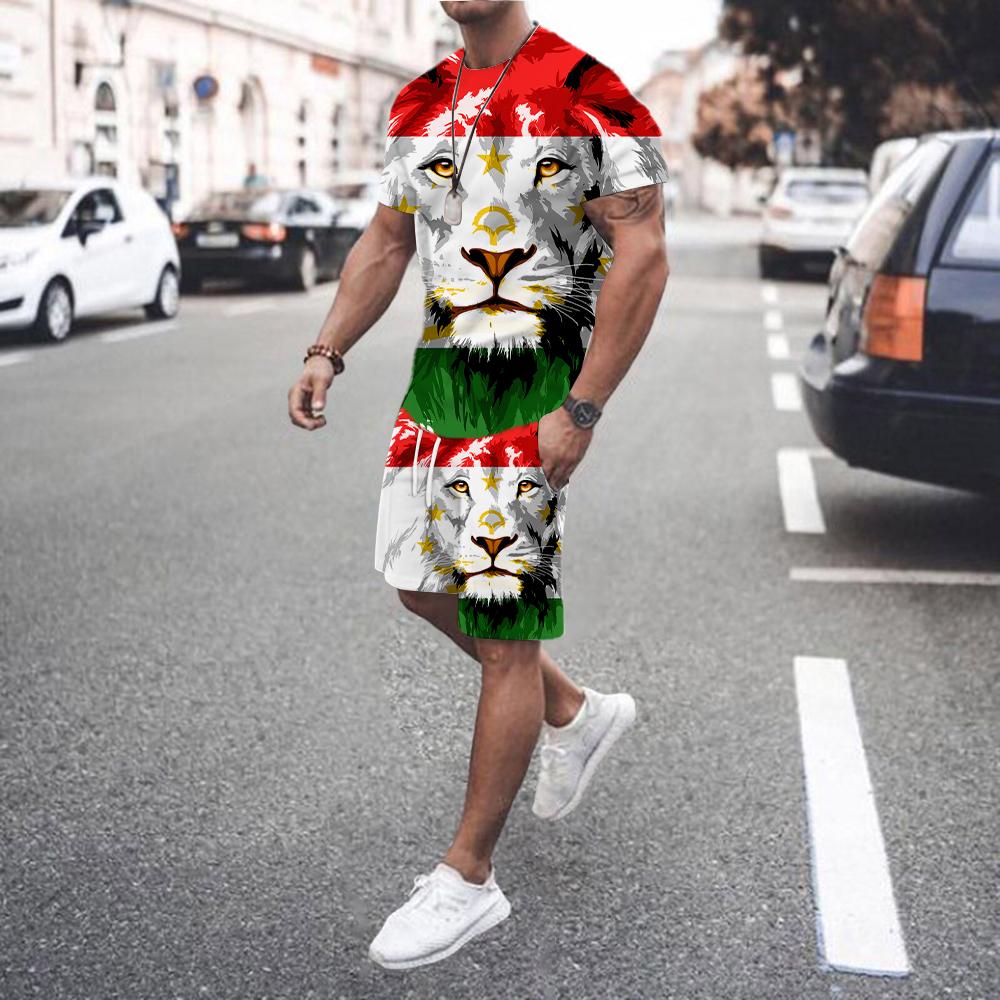 2025 New Summer Two-piece Suit Men's Suit T-shirt Shorts Football Sports Suit Jogging Suit Men's Sports Suit Casual Streetwear