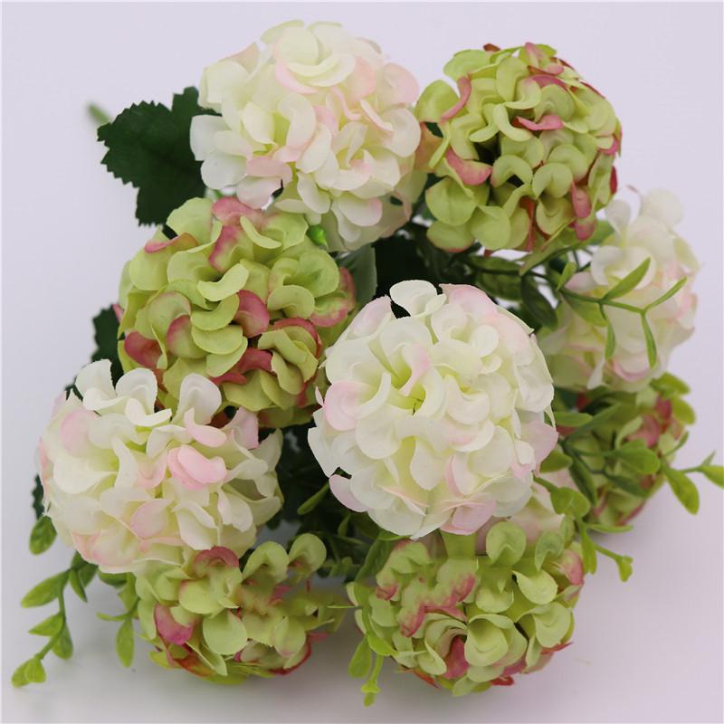 15 flower head artificial flower silk hydrangea white wedding small bouquet fake flower party DIY decoration