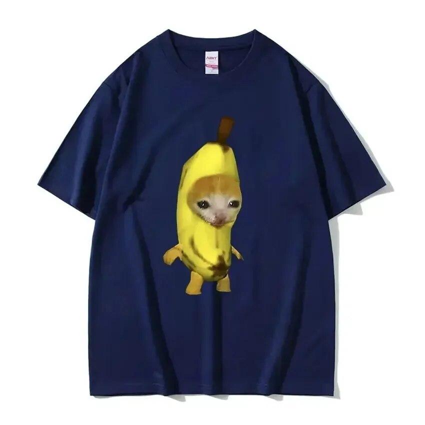 Funny Cute Banana Cat Happy Bananacat Meme Tshirt Unisex Women T-Shirt Cotton Streetwear Short Sleeve T Shirt Tee Clothes
