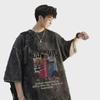 European & American High Street Retro Washed Hip-Hop T-Shirt - Men’s Summer West Coast Cotton Heavyweight Short Sleeve