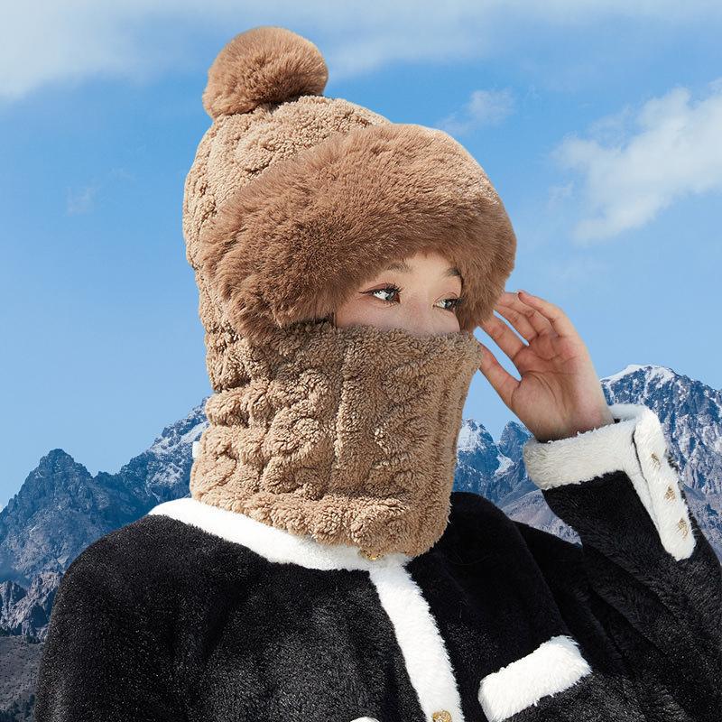 Ladies' Winter Plush Ski Hat with Earmuffs - Solid Color Knitted Hat, Suitable for Outdoor Activities In Autumn and Winter