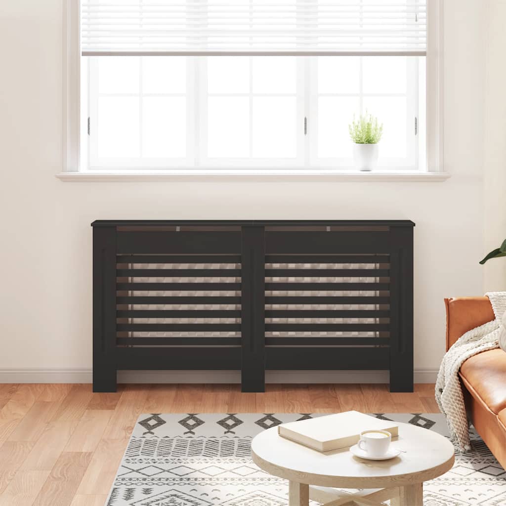 vidaXL Radiator Cover Black 152x19x81.5 Cm MDF