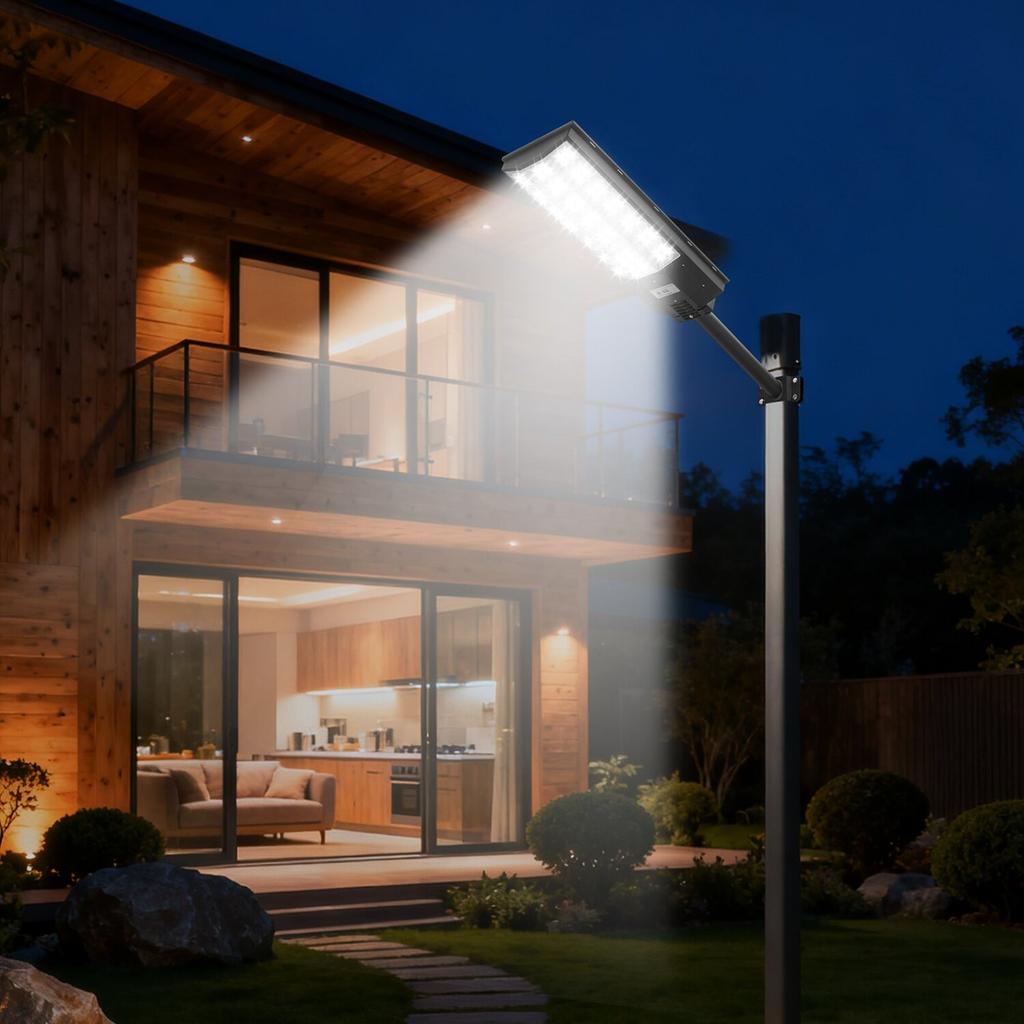 8000W Solar Street Light Outdoor, 450000LM, Commercial Parking Lot Light Dusk to Dawn, LED Flood Security Lamp with Motion Sensor, IP65 Waterproof
