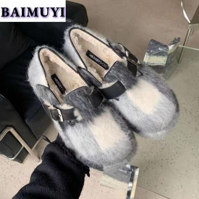 Wildleder Wohnungen Loafers Damen Schuhe Winter Neue Kurze Plüsch Warme Schuhe 2025 Neue Trend Mode Schnee Stiefeletten Casual Sport Turnschuhe