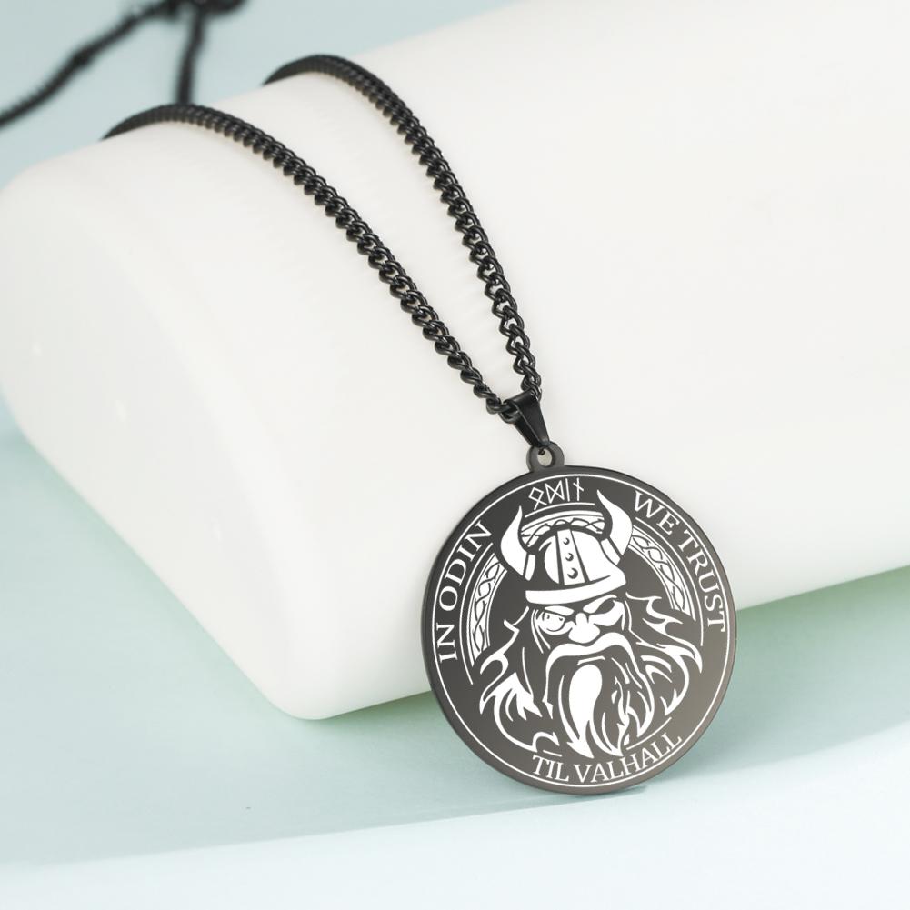 Viking Axe Helmet Pendant Tomahawk Necklace Odin Raven Slavic Amulet Norse Warrior Mythology Stainless Steel Jewelry