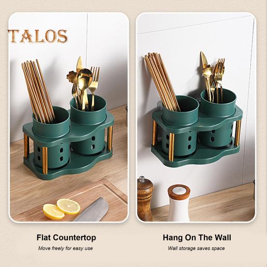 Ätpinnehållare med dräneringshål 2 galler Stor kaliber Ordnat kök Ätpinnefodral Hylla Matsalsredskap