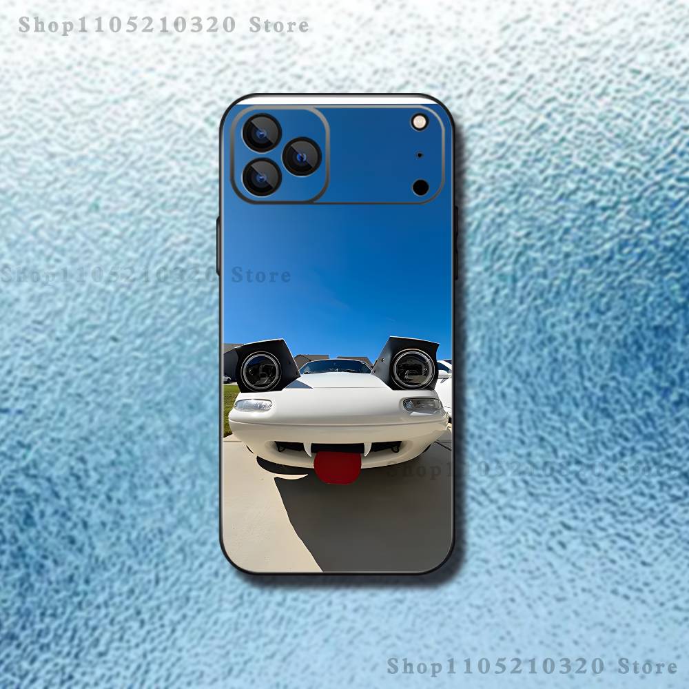 Cute M-Miata M-Mx5 Red Car Phone Case For iPhone 17,16,15,14,13,12,Pro,Max,Plus,E,SE4,Air,Mini Black Soft Box