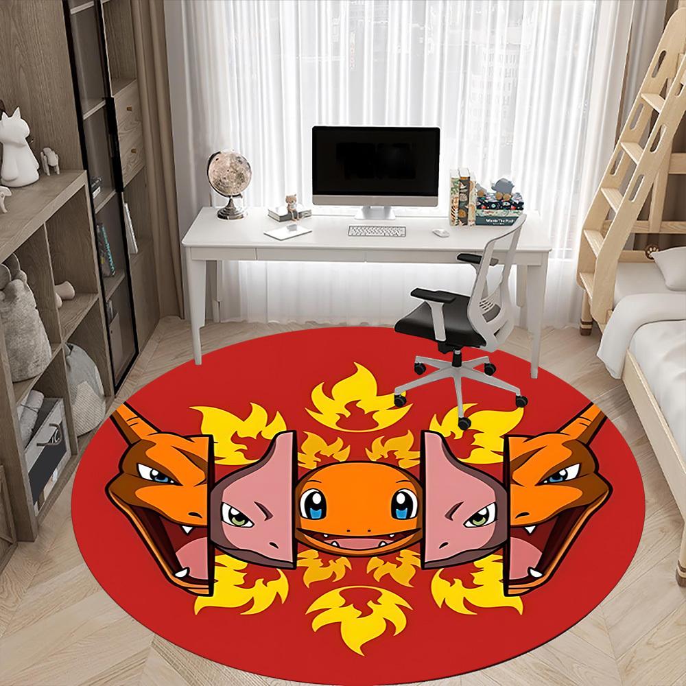 1ks Pókemon Oheň Kancelářský Kulatý Koberec, Pod Kancelářské Židle Ložnice Obývací Pokoj Domácí Dekorace a0926137