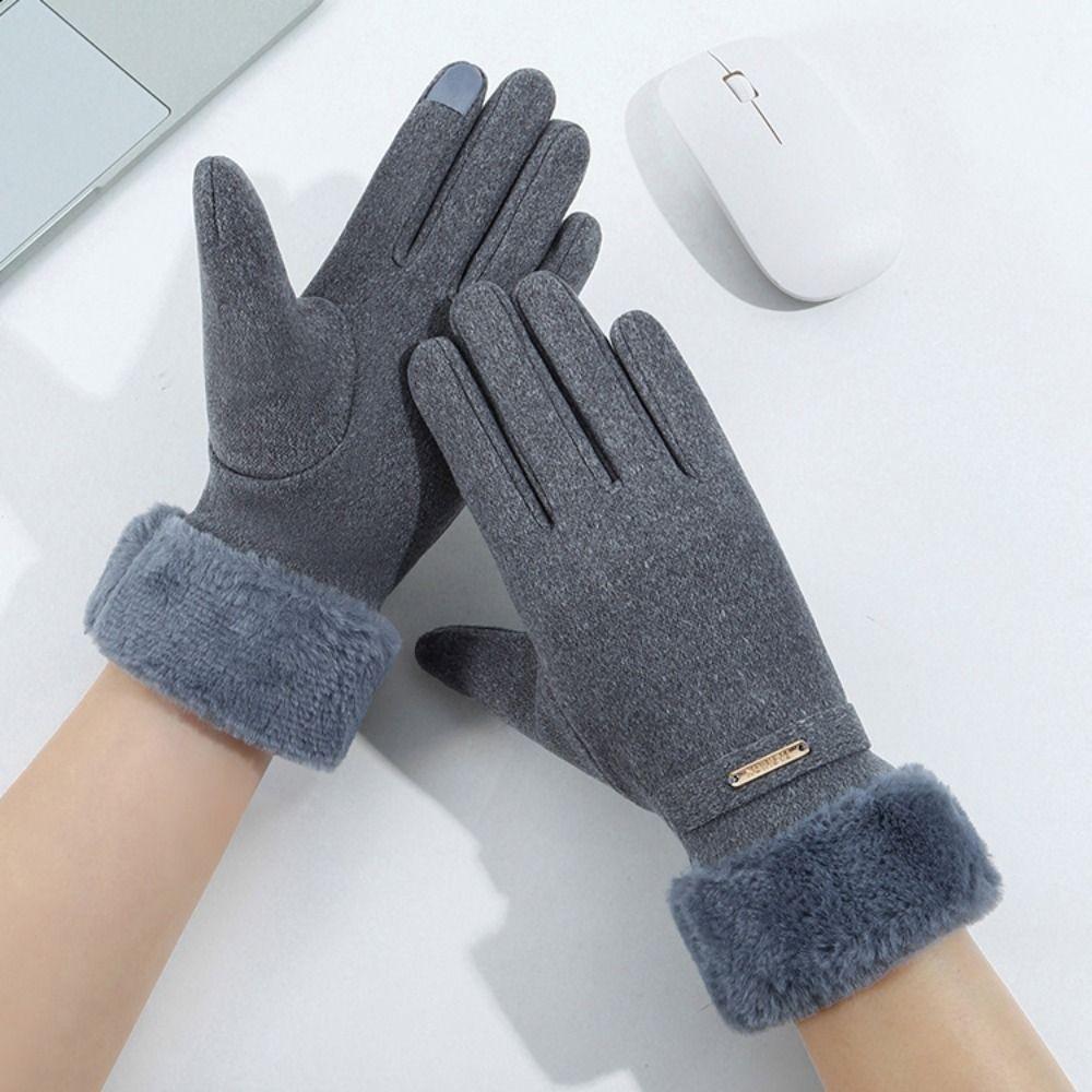 Plus Velvet Lining Winter Touch Screen Gloves Fleece Lined Gloves Skiing Activities