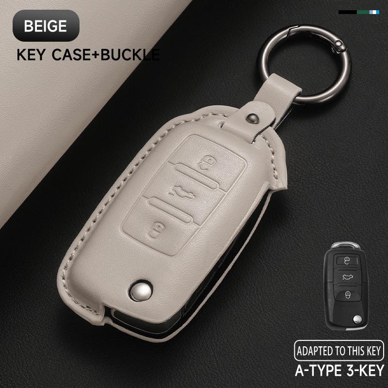 

Genuine Leather Car Key Case Cover Key Bag For VW Volkswagen Tiguan MK1 MK2 Magotan Passat B5 B8 Golf 45 Protect Set Accessories
