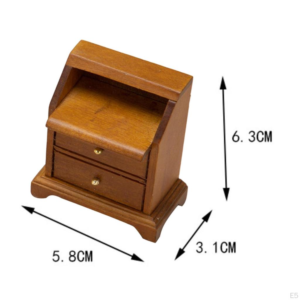 1/12 Dollhouse Bedside Table Side Miniature Wood Furniture Ornaments for Bedroom Durable