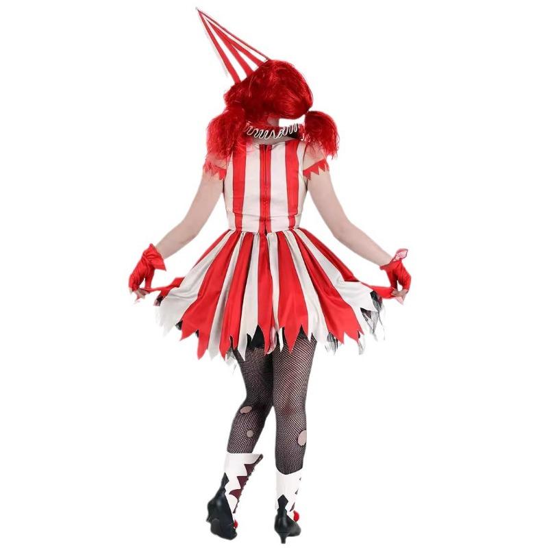 Halloween New Adult Clown Costume Circus Soul Clown Red Dress Stage Performance Costume