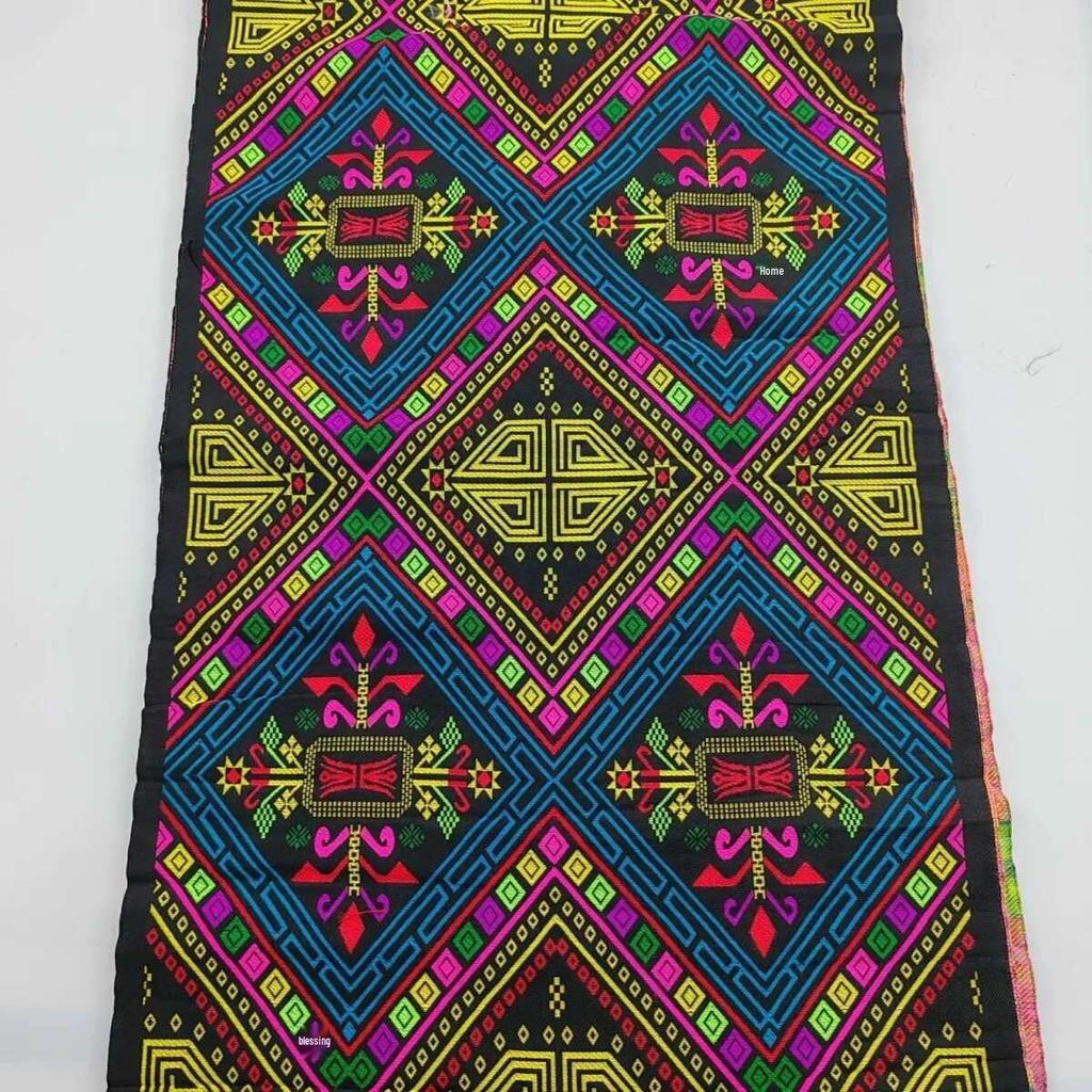 40cm Embroidered Yao Ethnic Brocade Ribbon for DIY Clothing, Wall Hanging, and Homestay Decoration.