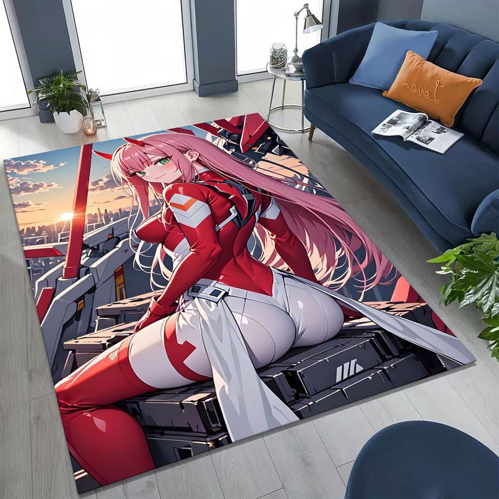 002 Zero Two DARLING in FRANXX Sexy Girl Cartoon Carpet Rug for Bedroom Living Room Sofa Home Doormat Decor,Non-slip Floor Mat
