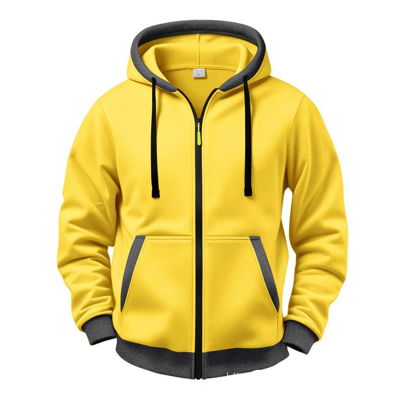 Men Zip Up Hoodie Fleece Lined Hooded Sweatshirt Casual Long Sleeve Full Zipper Hoodies Solid Color Loose Fit Outerwear Streetwear Hooded Jacket
